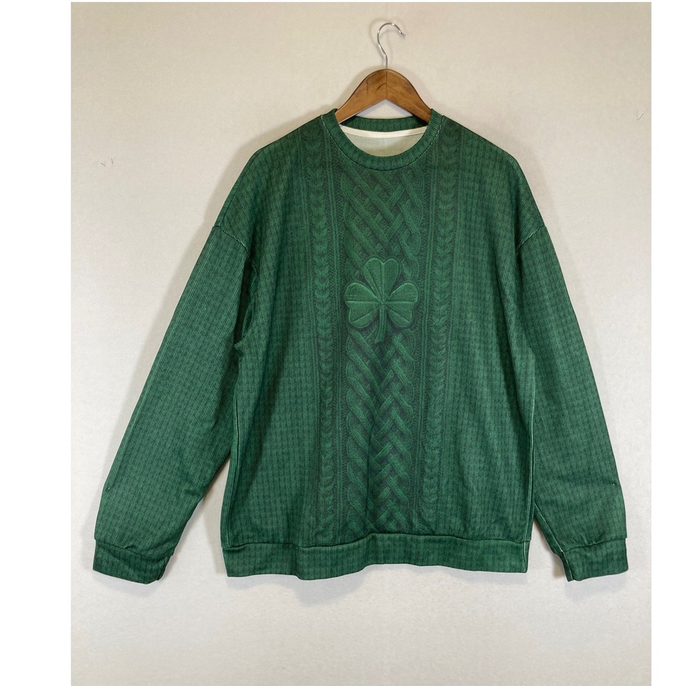 St Patricks Day Mens XL Green‎ Shamrock Graphic Sweatshirt